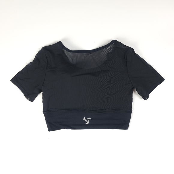 Pedigree SW | Layered Mesh Crop Top with Sports Bra Liner - Black - Picture 5 of 6